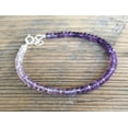 thumbnail image 3 of Amethyst 3-3.5mm Rondelle Shape Faceted Cut Beads 7 inch Adjustable Silver Plated Clasp Bracelet for men, women, unisex. Link Chain Stacking Bracelet.|LINK_00287, 3 of 4