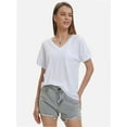 thumbnail image 3 of Women's Short Sleeve V-Neck Shirts Loose Casual Tee T-Shirt, 3 of 6