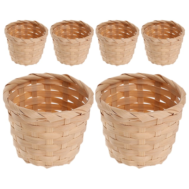 Cesta de almacenamiento tejido de 6 piezas Cesta de bambú de bambú Sundries Cesta de canasta Contenedor de flores