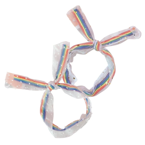 Pretyzoom Ponytail Cuffs for Women's Hair 2Pack Rainbow Hair Accessories Daily Use