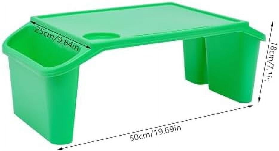 12 Pcs Kids Lap Desk Tray, 19.7×9.8×7.1In Portable Lap Bed Table with Side Pockets, Plastic Breakfast Laptop Trays, Laptop Desk Snack Tray for Family, School (Green)$$Office