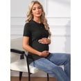 thumbnail image 5 of DARING DIVA Women's Maternity Stretchy Knit Short Sleeve Sweater S Black, 5 of 8