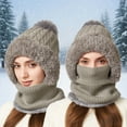 thumbnail image 2 of Bibifish One Piece Scarf Hats For Women Winter Warm Lined Scarf Hat Thermal Cold Weather Face Mask For Windproof Outdoor Activities, 2 of 5