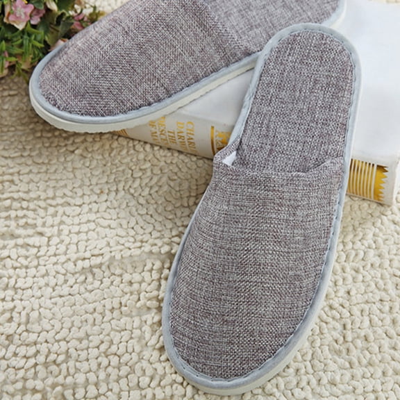 CRAFTHROU 2 Pairs Men's Hotel Slippers Non- Plastic Rattan Indoor Outdoor Comfort Footwear