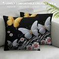 thumbnail image 3 of GOSMITH  Decorative Throw Pillow Covers Double Sided Pillow Covers for Sofa Gold White Butterflies Black Couch Throw Pillow Cases Soft Plush Cushion Case Square Cushion Cover for Living Room, 3 of 5