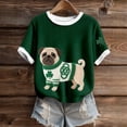 thumbnail image 4 of Tops For Women T-Shirts Cute Animal Dog Graphic Color Block Short Sleeve Dressy Casual Clothes Black, 4 of 5