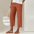 thumbnail image 2 of Olyvenn Women's Summer Linen Pants Casual Dressy High Waisted Capris with Pockets Lightweight Comfy Beach Vacation Work Pant Orange S, 2 of 6