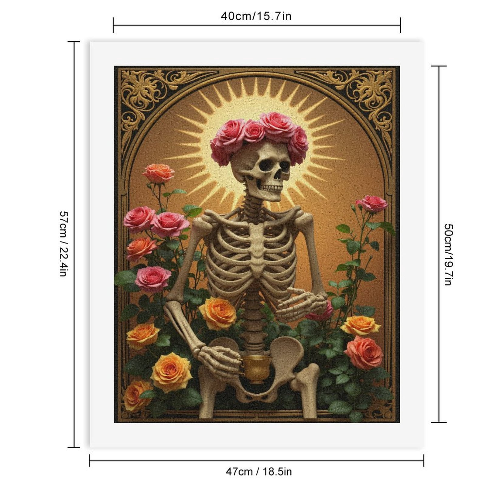 Paint By Numbers Kit for Adults Beginner - DIY Radiant Floral Skeleton Art Deco Canvas Painting Kits for Adults, Frameless Paint By Number for Adults for Home Wall Decor 16x20 Inch