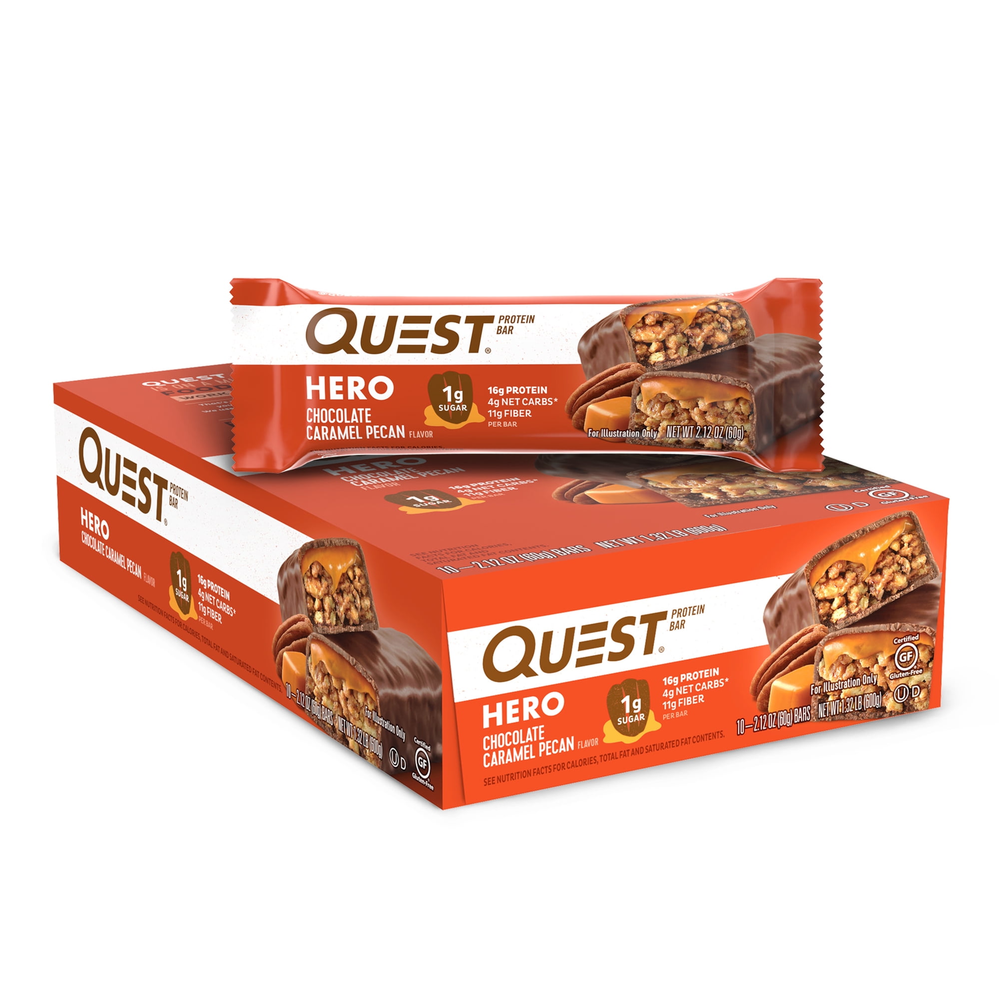 Quest Crispy Protein Bar, Chocolate Caramel Pecan, 15g Protein, 10 Count