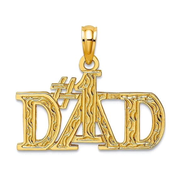 10k Gold Number 1 Dad Pendant Necklace 17.4x22.1mm Wide Pendant for Women - 1.0 Grams