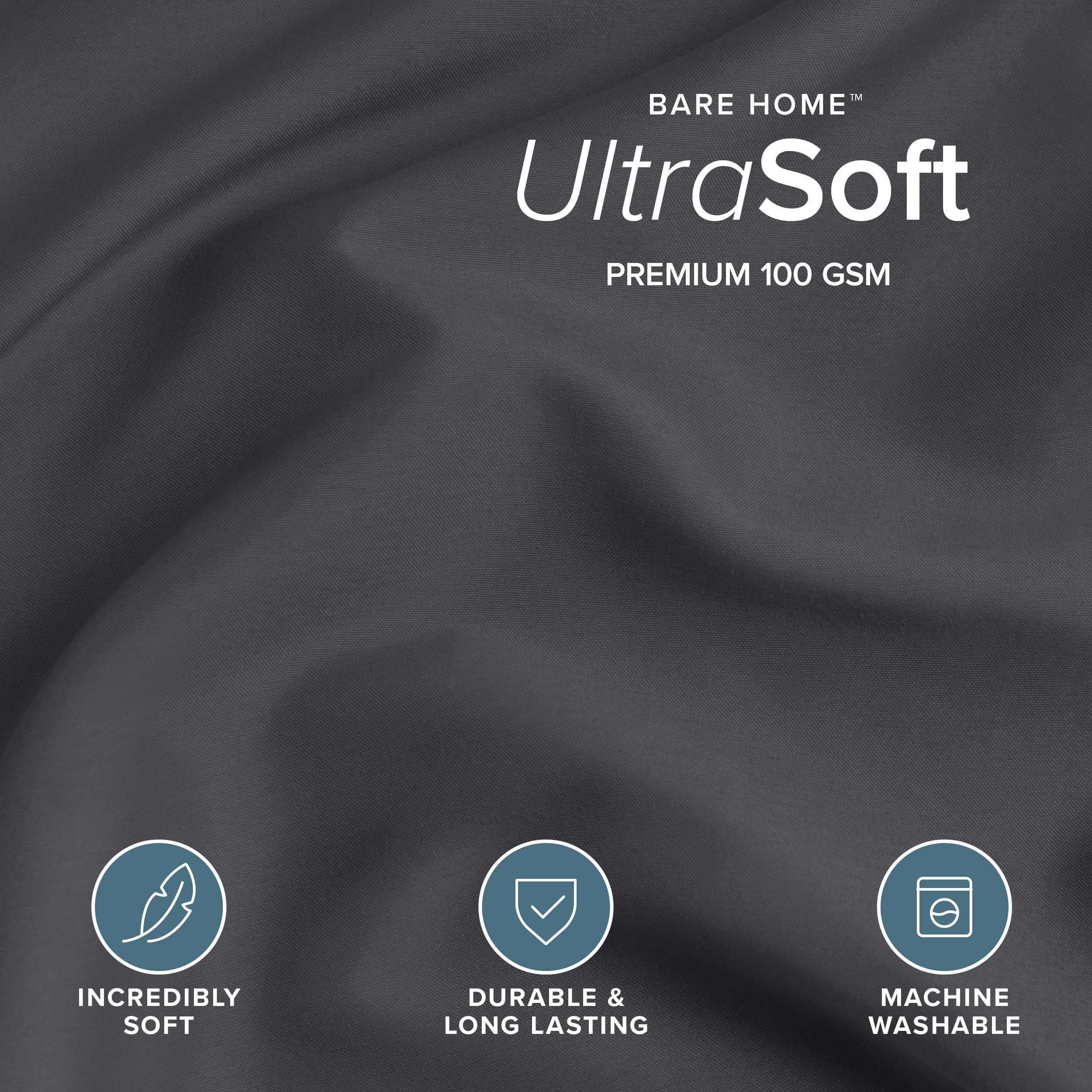 Bare Home Luxury Duvet Cover and Sham Set - Premium 1800 Collection - Ultra-Soft - Queen Oversized, Forged Iron Gray, 3-Pieces
