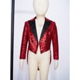 thumbnail image 5 of Manyakai Boys Sequin Tuxedo Jacket Tailcoat Dress Coat Christmas Party Suit Burgundy 6, 5 of 6