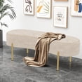 thumbnail image 2 of Andeworld Upholstered Ottoman Bench Seat with Gold Legs,Sitting Bench Living Room Bench for Bedroom Indoor Benches(Beige), 2 of 6