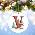 thumbnail image 4 of CuiLiyq 26 Initial Letters Christmas Tree Pendant, Xmas Round Ornaments with Rope Personalized Monogram Decorations, for Christmas Party Gifts DIY Decor (Acrylic, Letter-V), 4 of 5