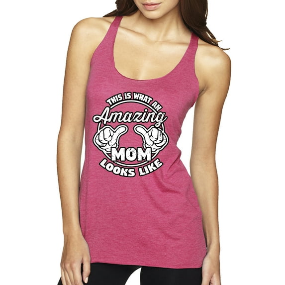 Wild Bobby, This is What an Amazing Mom Looks Like, Mother's Day, Women Tri-Blend Racerback Tank Top, Vintage Pink, X-Large