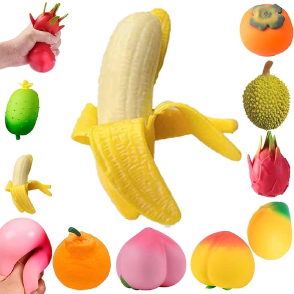 Fruit Squishy Toys Set, Soft Slow Rising Squeeze Stress Relief Fidget Toys(Banana)