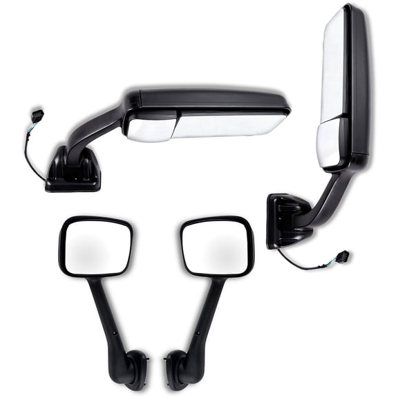CCIYU Rearview Mirror Black Power Heated Towing Wide Angle 4PCS Passenger and Driver LH+RH Side Mirror Fits for 2008-2016 for Freightliner for Cascadia Support Arm Manual Adjusted