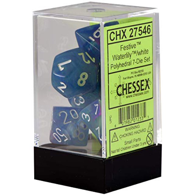 Nenúfar poliédrico festivo de chessex - Juego de 7 matrices blanco Chessex 601982012335