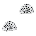 thumbnail image 1 of Injueey Ducha Gorros de baño Estampado de flores Impermeable Reutilizable Banda elástica Baño grueso Sombrero largo y corto Barbero Cocina Punto negro Punto negro 2piezas Injueey CBP384661, 1 of 6