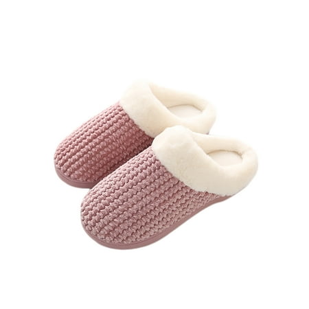 

Lacyhop Mens Bedroom Cozy Winter Warm Slippers Lightweight Closed Toe Clogs Non-slip Plush Lining Fuzzy Slipper Light Pink 8.5-9