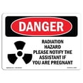 thumbnail image 1 of SignMission OS-DS-A-1218-L-2525 12 x 18 in. OSHA Danger Sign - Radiation Hazard Please Notify, 1 of 1
