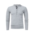 thumbnail image 3 of HBFAGFB Chemises de Travail à Manches Longues pour Hommes Chemise Décontractée à Boutons Col Rond Simple Slim Gris Taille 2TG, 3 of 4