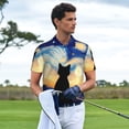 thumbnail image 3 of Yiaed Cat Under Starry SkiesPrint Men's Short Sleeve Polo Shirt,Golf Polo for Men Three-Button Golf Shirt Athletic Casual Collared T-Shirt- Medium, 3 of 5