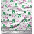 thumbnail image 1 of Soimoi Crepe Silk Fabric Floral & Frog Cartoon Printed Craft Fabric by The Yard 42 Inch Wide, 1 of 1