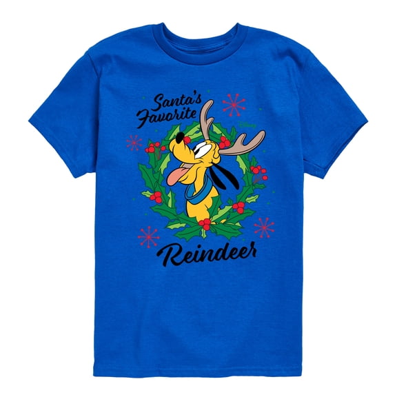 Disney - Santas Favorite Reindeer Pluto Christmas - Toddler & Youth Short Sleeve Graphic T-Shirt