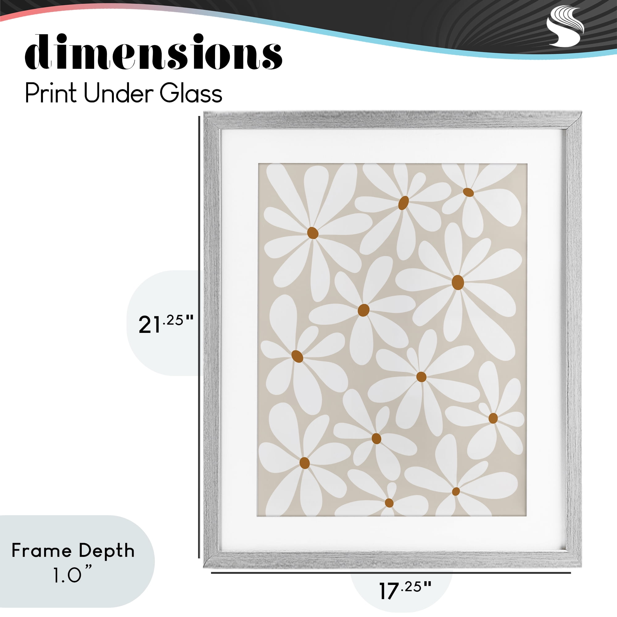 Stupell Industries Beige & White Daisies Gray Framed Print Under Glass, design by Susan Ball