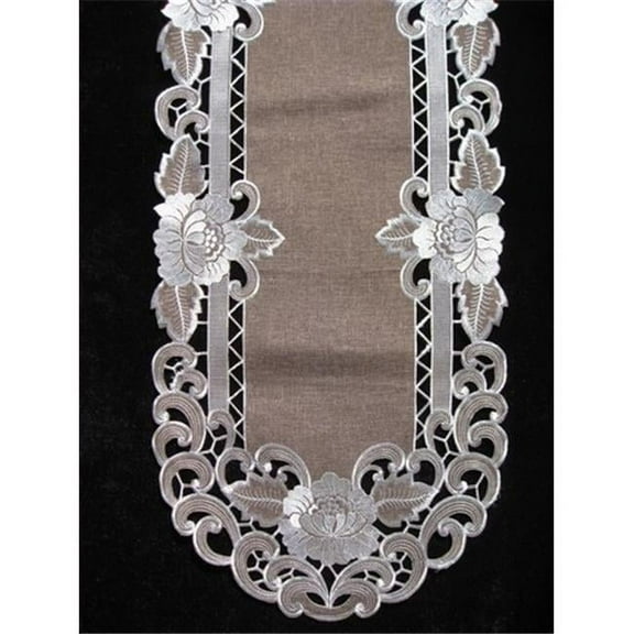 Sinobrite H8810-KF Cocoa Linen Round Doily- 24 in.