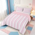 thumbnail image 2 of Erosebridal Minimalist Striped Full Size Comforter Sets,Geometric Line Bedding Comforter Set,Pink Reversible,3pcs,1 Comforter and 2 Pillowcases, 2 of 7