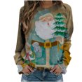 thumbnail image 1 of Camisas navideñas para mujer, sudadera ligera con cuello redondo de manga larga estampada, camisetas cómodas gráficas Fridja FKASFK1102, 1 of 4