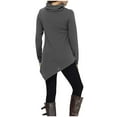 thumbnail image 4 of tarylea Women Tops Casual Turtleneck V Shaped Hem Tops Solid Color Long Sleeve Loose Shirt Comfy Tops, 4 of 6
