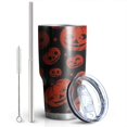 thumbnail image 2 of 30oz Halloween Red Pumpkins Pattern Tumblers Stainless Steel Tumbler with Lid and Straw,Vacuum Insulated Double Wall Travel Tumbler Cups Mug with Cleaning Brush for Coffee,Tea, 2 of 7