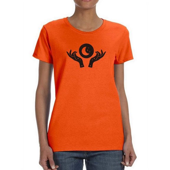 Starry Moon With Hands Shaped T-Shirt Women -Image by Shutterstock, Female 3X-Large