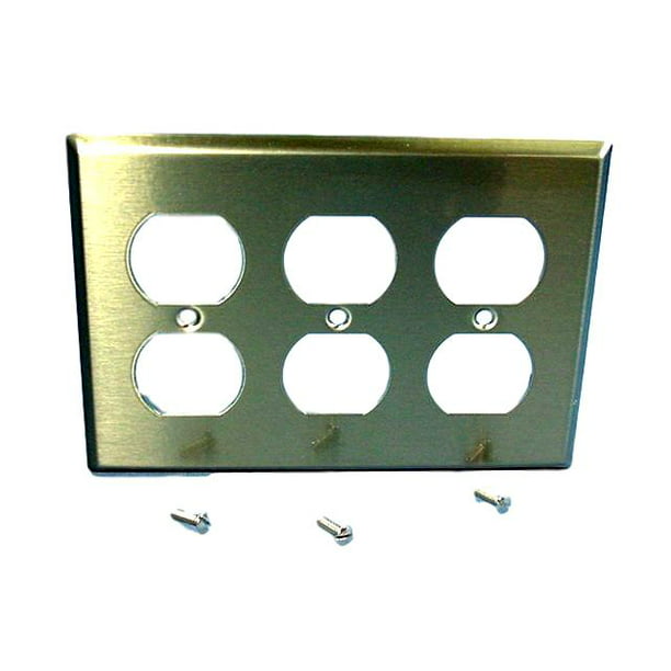 Cooper/Arrow Hart ANTIMICROBIAL Stainless Steel 3Gang Receptacle Wallplate Outlet Cover