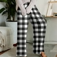 thumbnail image 2 of WTOBBY Women's Fashion Plaid Print Elastic Waist Drawstring Loose Fit Pajama Bottoms with Straight Leg Design for Comfortable Sleeping and Home Activities,Black L, 2 of 4