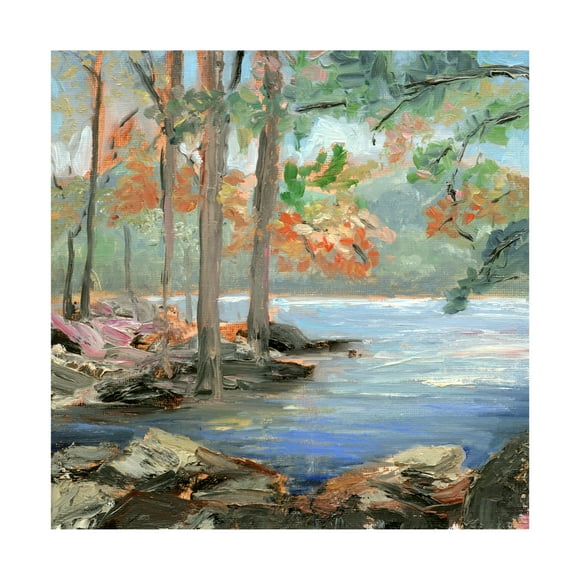 Canvas Wall Art - Sandra Iafrate 'Along the River' Wall Art for Living Room, Bedroom, or Office Décor by Trademark Fine Art - 14 x 14 Inches