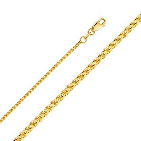 14K Yellow Gold Men Women's 1.7MM Flat Franco Chain Lobster Clasp (24)
