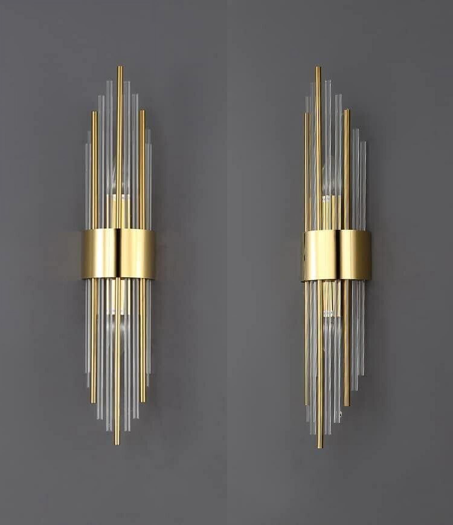 Moose 2-Light Modern Brushed Titanium Gold Wall Sconce with Clear Glass Shades