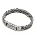 thumbnail image 3 of K-KED Real S925 Sterling Silver Bracelet Women Men Vintage Wider Bradiad Wheat Link -18cm/7.08inch-32-34g, 3 of 9