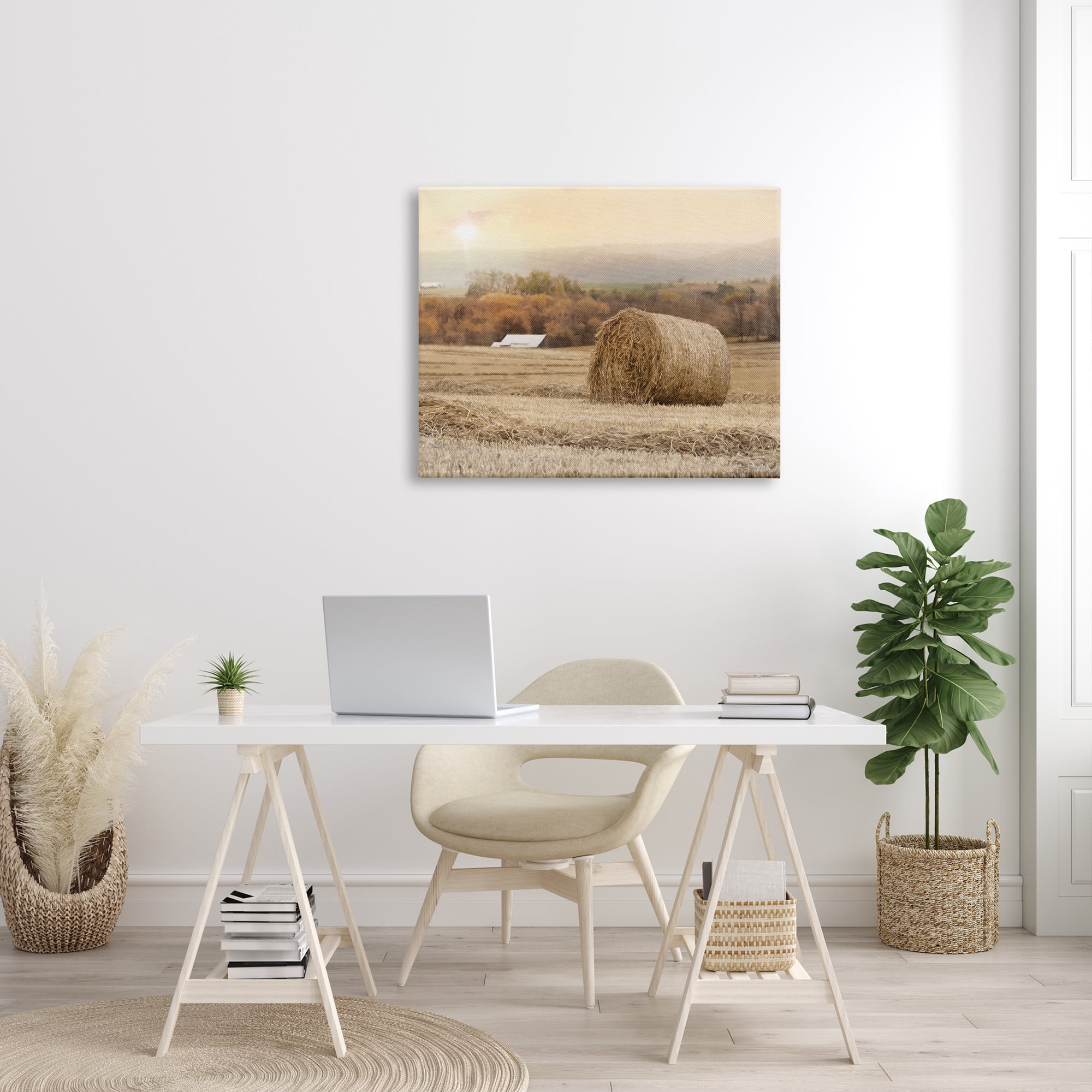 Stupell Industries Rural Haystack Farmland Field Shining Morning Sun Photograph Gallery Wrapped Canvas Print Wall Art, Design by Lori Deiter