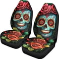 thumbnail image 7 of FOR U DESIGNS Sugar Skull Rose Print 2 Pieces Car Front Seat Covers Washable High Back Car Seat Cover Elastic Auto Accessories Bucket Seat Cover Fit for SUV Truck Sedan, 7 of 7