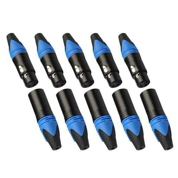 Tachiuwa 5 Pairs 3 Pin XLR Connector Male And Female Microphone Mic Cable Adapter, Blue