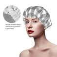 thumbnail image 2 of Yiaed Gray Checkboard Print Reusable Shower Cap & Bath Cap & Lined, Oversized Waterproof Shower Caps Designed for all Hair Lengths, 2 of 7