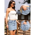 thumbnail image 2 of DARING DIVA Women's Bowknot Pockets Y2k Bodycon Mini Jean Skirts Small Light Blue, 2 of 6