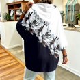 thumbnail image 4 of Womens 3/4 Sleeve Hoodies Retro Floral Pattern Oversized Pullover Hooded Sweatshirt Trendy Fall Outfits Casual Drawstring Hooded Tops, 4 of 4