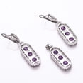 thumbnail image 2 of Purple Amethyst, CZ 925 Silver Platinum Plated Pendant Earring Set PS81814, Amethyst Pendant Earring Set, Gift For Her, Round Pendant Earring Set, Pur, 2 of 2