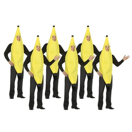 Imposta Costumes Banana Classic 6 Pack Group Costume, Yellow, Adult One Size, 10188